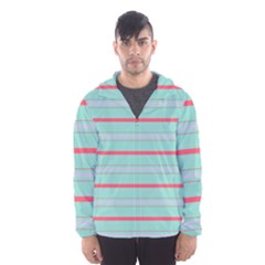 Horizontal Line Blue Red Hooded Wind Breaker (men) by Mariart