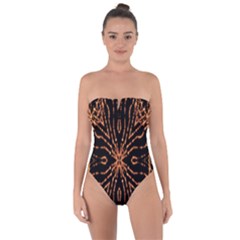 Golden Fire Pattern Polygon Space Tie Back One Piece Swimsuit by Mariart