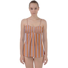 Rayures Bleu Orange Babydoll Tankini Set by Mariart