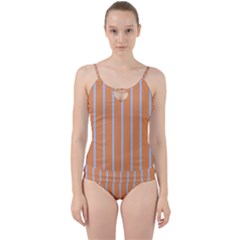 Rayures Bleu Orange Cut Out Top Tankini Set by Mariart