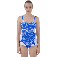 Snowflake Art Blue Cool Polka Dots Twist Front Tankini Set by Mariart