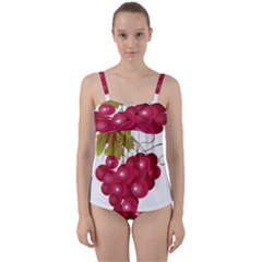 Red Fruit Grape Twist Front Tankini Set by Mariart