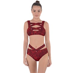 Simulation Red Water Waves Light Bandaged Up Bikini Set  by Mariart