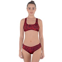 Simulation Red Water Waves Light Criss Cross Bikini Set by Mariart