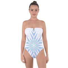 Snowflakes Star Blue Triangle Tie Back One Piece Swimsuit by Mariart