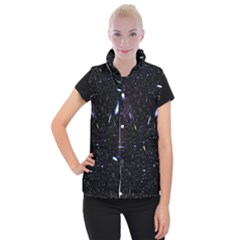 Space Warp Speed Hyperspace Through Starfield Nebula Space Star Hole Galaxy Women s Button Up Puffer Vest by Mariart