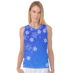 Winter Blue Snowflakes Rain Cool Women s Basketball Tank Top by Mariart