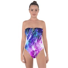 Space Galaxy Purple Blue Tie Back One Piece Swimsuit by Mariart