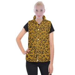 Golden Leopard Women s Button Up Puffer Vest by TRENDYcouture