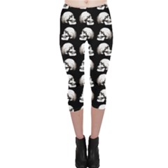 Halloween Skull Pattern Capri Leggings  by ValentinaDesign