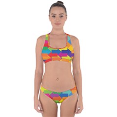 Arrow Rainbow Orange Blue Yellow Red Purple Green Cross Back Hipster Bikini Set by Mariart