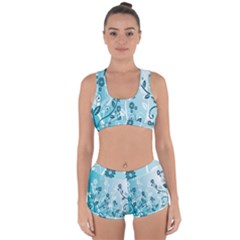 Flower Blue River Star Sunflower Racerback Boyleg Bikini Set by Mariart