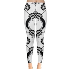 Flower Floral Black Sexy Star Black Leggings  by Mariart