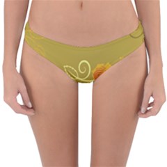 Flower Floral Yellow Sunflower Star Leaf Line Gold Reversible Hipster Bikini Bottoms by Mariart