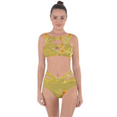 Flower Floral Yellow Sunflower Star Leaf Line Gold Bandaged Up Bikini Set  by Mariart