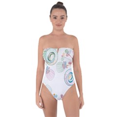 Flower Rainbow Circle Polka Leaf Sexy Tie Back One Piece Swimsuit by Mariart