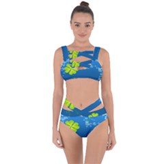 Flower Shamrock Green Blue Sexy Bandaged Up Bikini Set  by Mariart