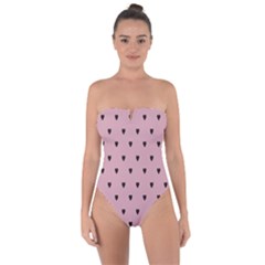 Love Black Pink Valentine Tie Back One Piece Swimsuit by Mariart