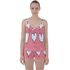 Love Heart Valentine Pink White Sexy Tie Front Two Piece Tankini by Mariart