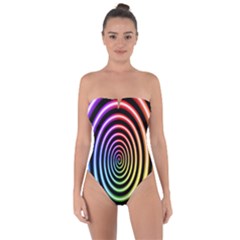 Hypnotic Circle Rainbow Tie Back One Piece Swimsuit by Mariart