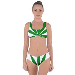 Marijuana Weed Drugs Neon Cannabis Green Leaf Sign Criss Cross Bikini Set by Mariart