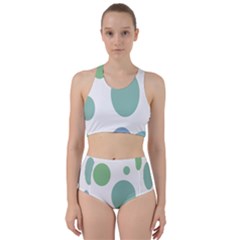 Polka Dots Blue Green White Racer Back Bikini Set by Mariart