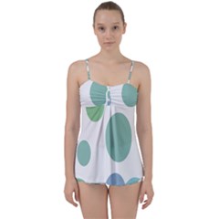 Polka Dots Blue Green White Babydoll Tankini Set by Mariart