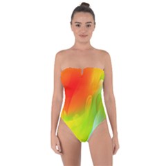 Red Yellow Green Blue Rainbow Color Mix Tie Back One Piece Swimsuit by Mariart