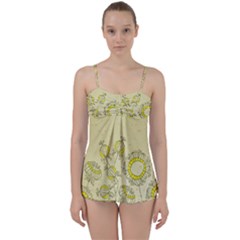 Sunflower Fly Flower Floral Babydoll Tankini Set by Mariart