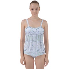 Spot Polka Dots Blue Pink Sexy Twist Front Tankini Set by Mariart