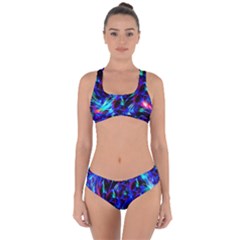 Dark Neon Stuff Blue Red Black Rainbow Light Criss Cross Bikini Set by Mariart