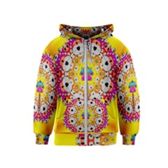 Fantasy Flower In Tones Kids  Zipper Hoodie by pepitasart