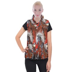 Awesome Steampunk Horse With Wings Women s Button Up Puffer Vest by FantasyWorld7