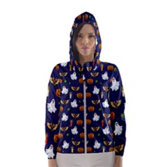 Halloween Pattern Hooded Wind Breaker (women) by Valentinaart