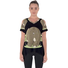 Cute Elephant Cut Out Side Drop Tee by Valentinaart