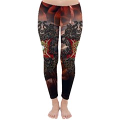 Wonderful Floral Design With Diamond Classic Winter Leggings by FantasyWorld7