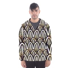 Art Deco Gold Black Shell Pattern Hooded Wind Breaker (men) by NouveauDesign