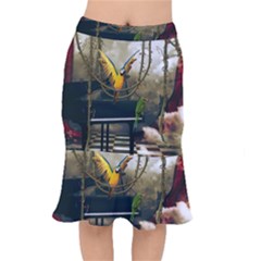 Funny Parrots In A Fantasy World Mermaid Skirt by FantasyWorld7