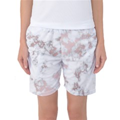 Pure And Beautiful White Marple And Rose Gold, Beautiful ,white Marple, Rose Gold,elegnat,chic,modern,decorative, Women s Basketball Shorts