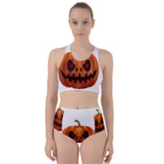 Halloween Pumpkin Racer Back Bikini Set by Valentinaart
