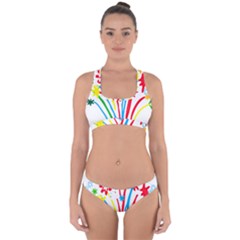 Fireworks Rainbow Flower Cross Back Hipster Bikini Set by Mariart