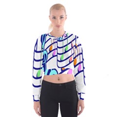 Music Note Tone Rainbow Blue Pink Greeen Sexy Cropped Sweatshirt by Mariart