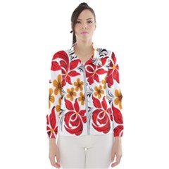 Flower Red Rose Star Floral Yellow Black Leaf Wind Breaker (women) by Mariart