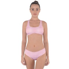 Red Polka Dots Line Spot Criss Cross Bikini Set by Mariart