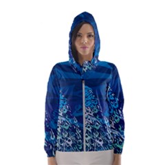 Peacock Bird Blue Animals Hooded Wind Breaker (women) by Mariart