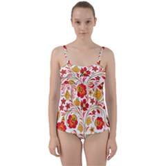 Wreaths Flower Floral Sexy Red Sunflower Star Rose Twist Front Tankini Set by Mariart