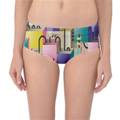 Magazine Balance Plaid Rainbow Mid-waist Bikini Bottoms by Mariart