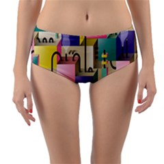 Magazine Balance Plaid Rainbow Reversible Mid-waist Bikini Bottoms by Mariart