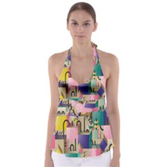 Magazine Balance Plaid Rainbow Babydoll Tankini Top by Mariart