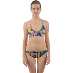 Magazine Balance Plaid Rainbow Wrap Around Bikini Set by Mariart